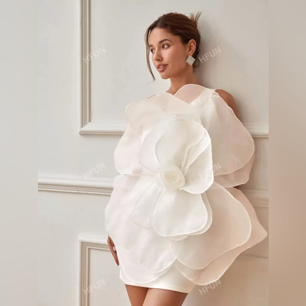 Summer 3D Appliqué Rose Flower Formal Dress, Party Bachelorette Wedding Shower